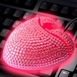 Pink Bling Heart Light Up Computer Mouse